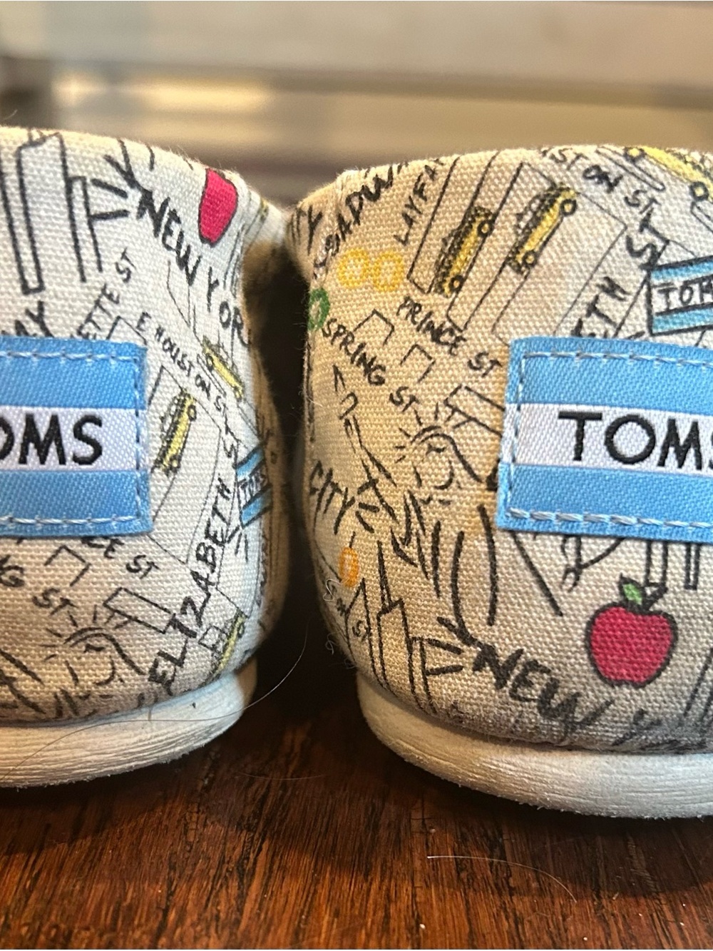 TOMS Canvas Slip-Ons with New York Map Print in Cream, Red, Yellow, Blue - Picture 8 of 10